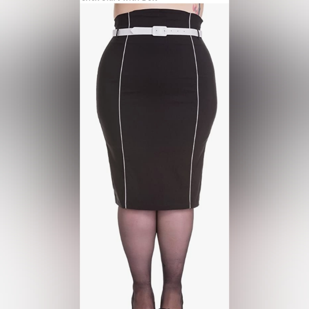 Hell Bunny Vixen Contrast Pinup Pencil Skirt